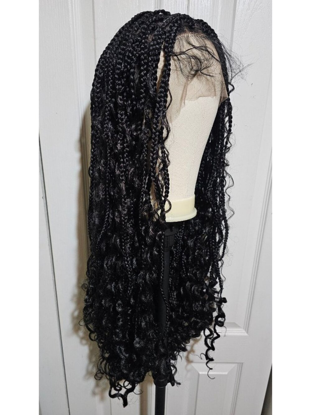36 Inch Long Boho Knotless Box Braid Synthetic Wig Curls Full Lace Baby Hair